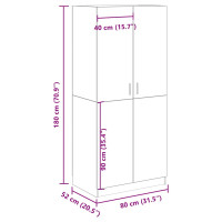 Produktbild för Garderob hantverksmässig ek 80x52x180 cm konstruerat trä