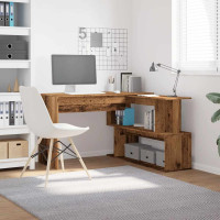Produktbild för Hörnskrivbord gammalt trä 200,5x50x76 cm konstruerat trä