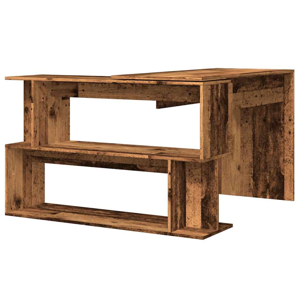 Produktbild för Hörnskrivbord gammalt trä 200,5x50x76 cm konstruerat trä