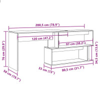 Produktbild för Hörnskrivbord gammalt trä 200,5x50x76 cm konstruerat trä