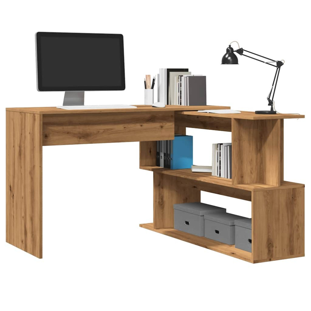 Produktbild för Hörnskrivbord hantverksmässig ek 200,5x50x76 cm konstruerat trä