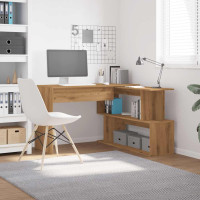 Produktbild för Hörnskrivbord hantverksmässig ek 200,5x50x76 cm konstruerat trä
