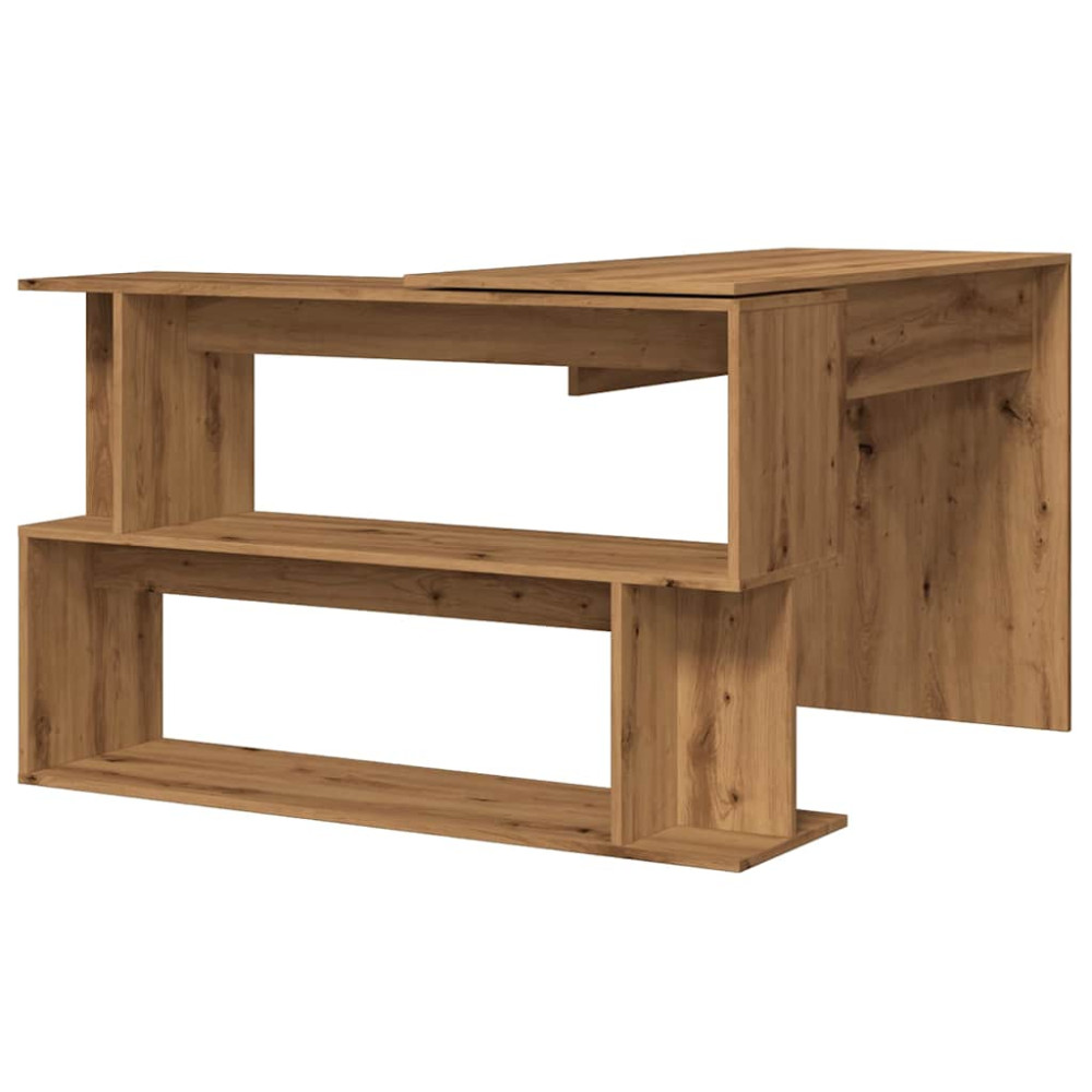 Produktbild för Hörnskrivbord hantverksmässig ek 200,5x50x76 cm konstruerat trä