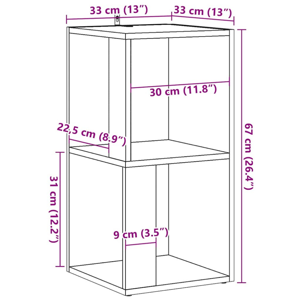 Produktbild för Hörnskåp gammalt trä 33x33x67 cm konstruerat trä