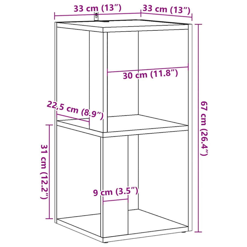Produktbild för Hörnskåp hantverksmässig ek 33x33x67 cm konstruerat trä