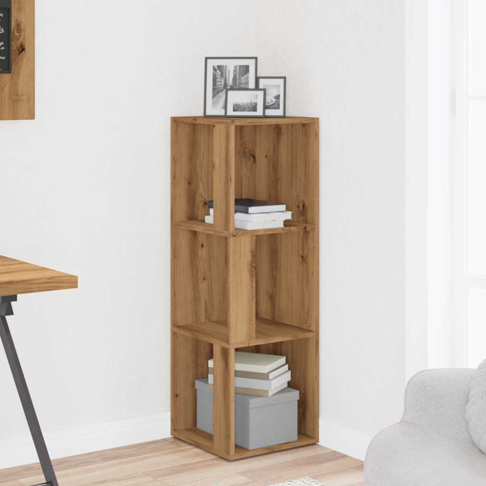 Produktbild för Hörnskåp hantverksmässig ek 33x33x100 cm konstruerat trä