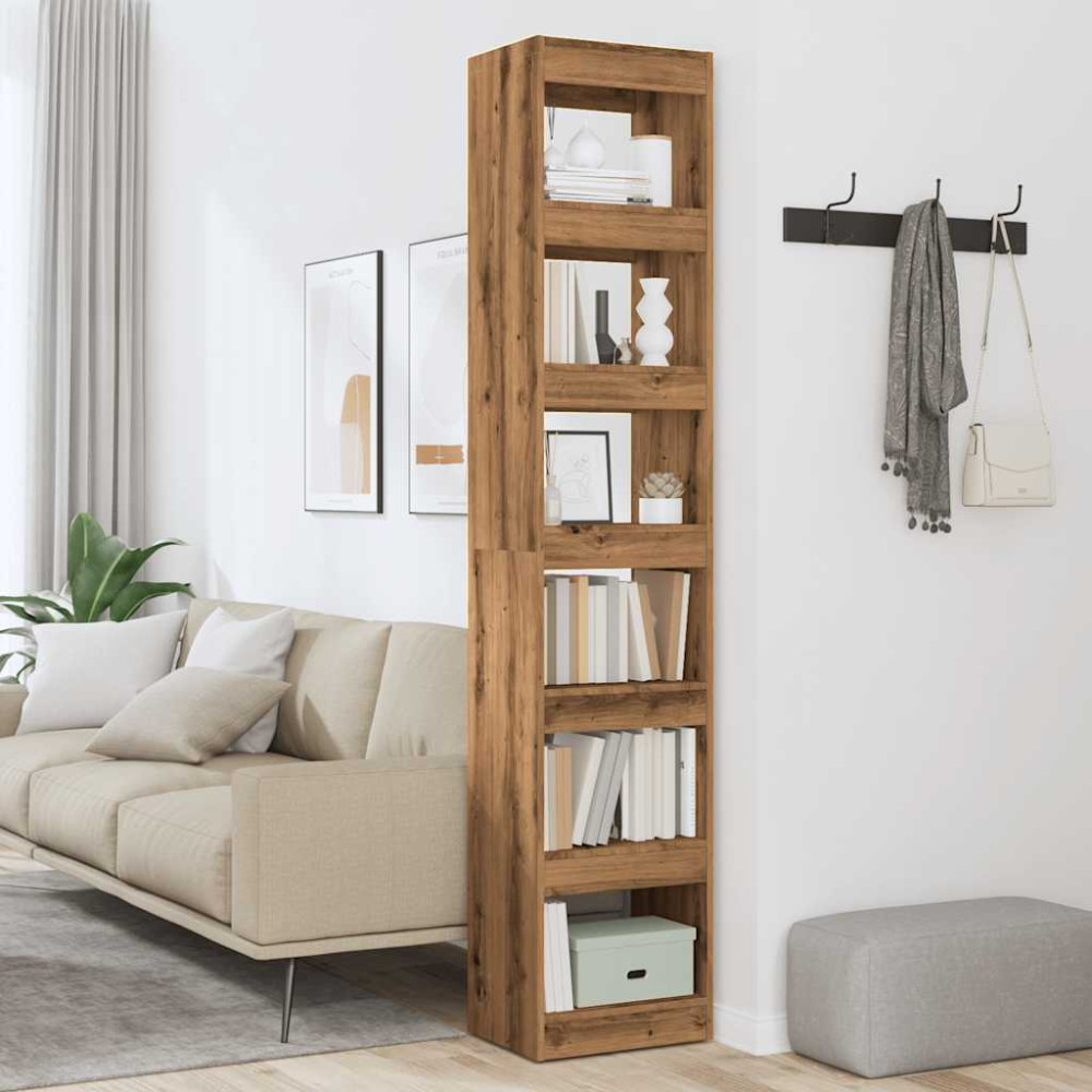 Produktbild för Bokhylla/rumsavdelare hantverksmässig ek 40x30x198 cm