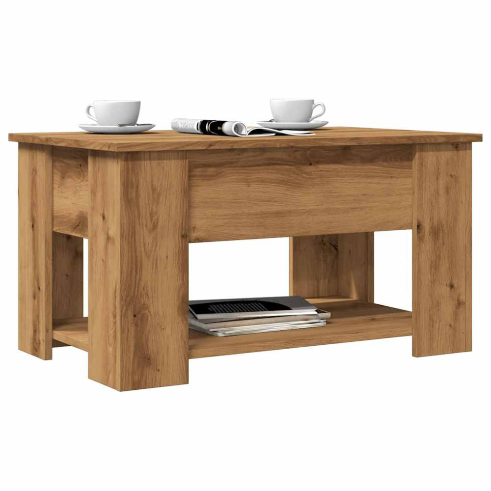 Produktbild för Soffbord hantverksmässig ek 79x49x41 cm konstruerat trä