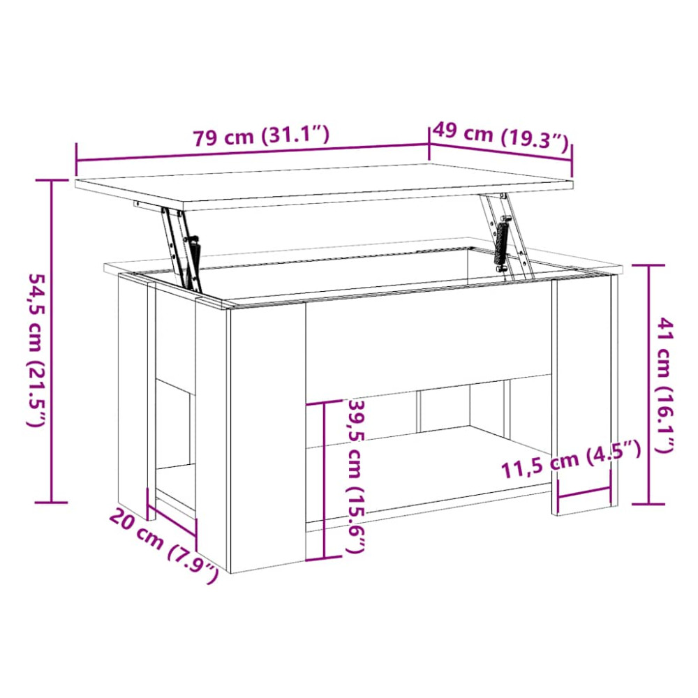 Produktbild för Soffbord hantverksmässig ek 79x49x41 cm konstruerat trä