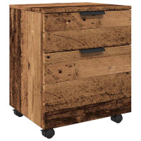 Produktbild för Arkivskåp med hjul gammalt trä 45x38x54 cm konstruerat trä