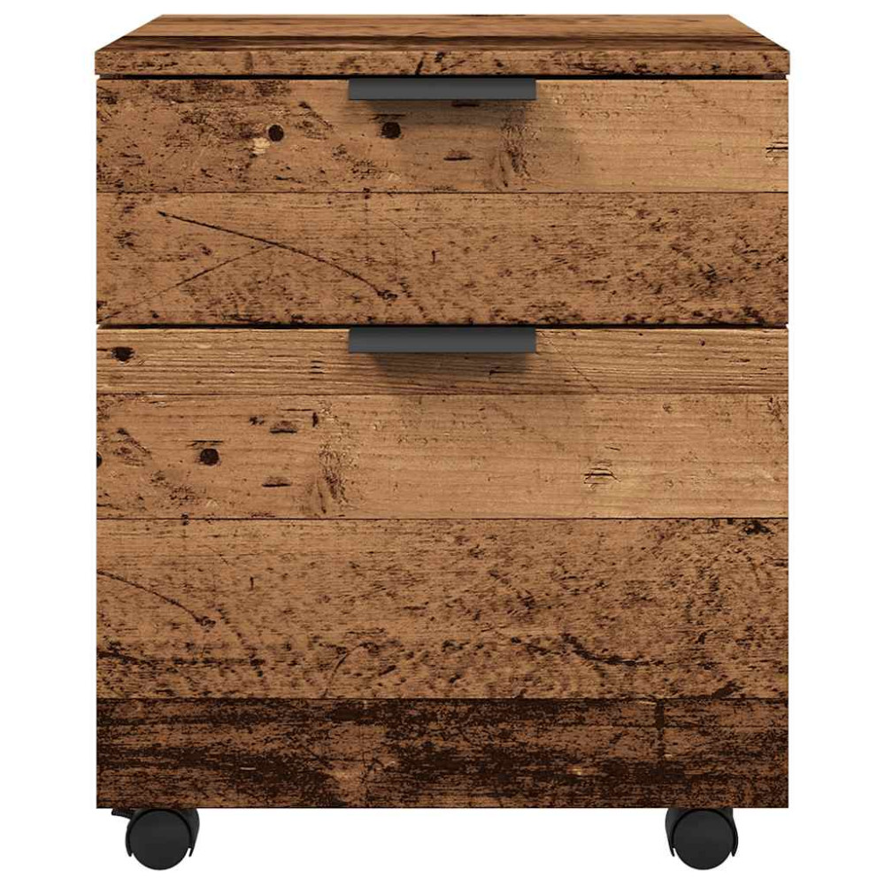Produktbild för Arkivskåp med hjul gammalt trä 45x38x54 cm konstruerat trä