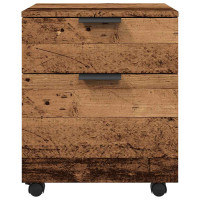 Produktbild för Arkivskåp med hjul gammalt trä 45x38x54 cm konstruerat trä