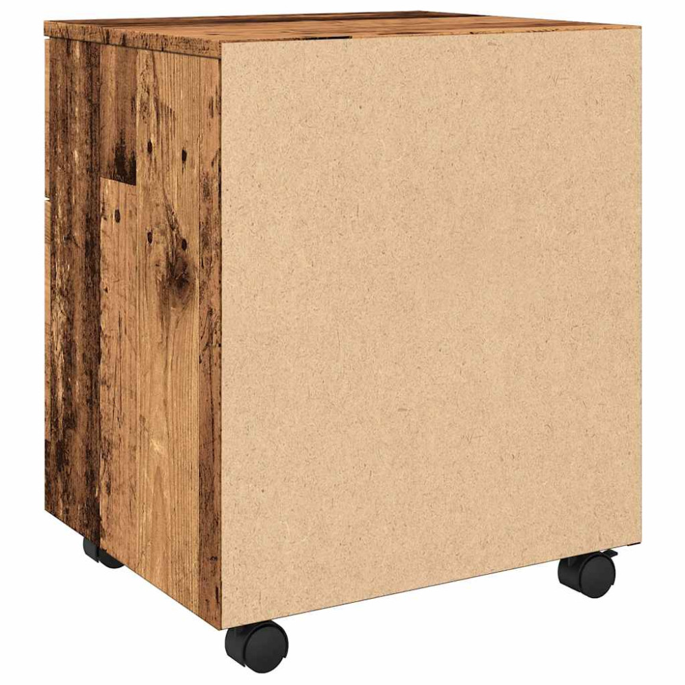 Produktbild för Arkivskåp med hjul gammalt trä 45x38x54 cm konstruerat trä