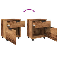 Produktbild för Arkivskåp med hjul gammalt trä 45x38x54 cm konstruerat trä
