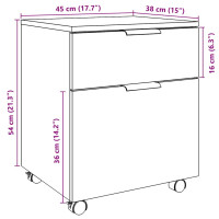 Produktbild för Arkivskåp med hjul hantverksmässig ek 45x38x54 cm