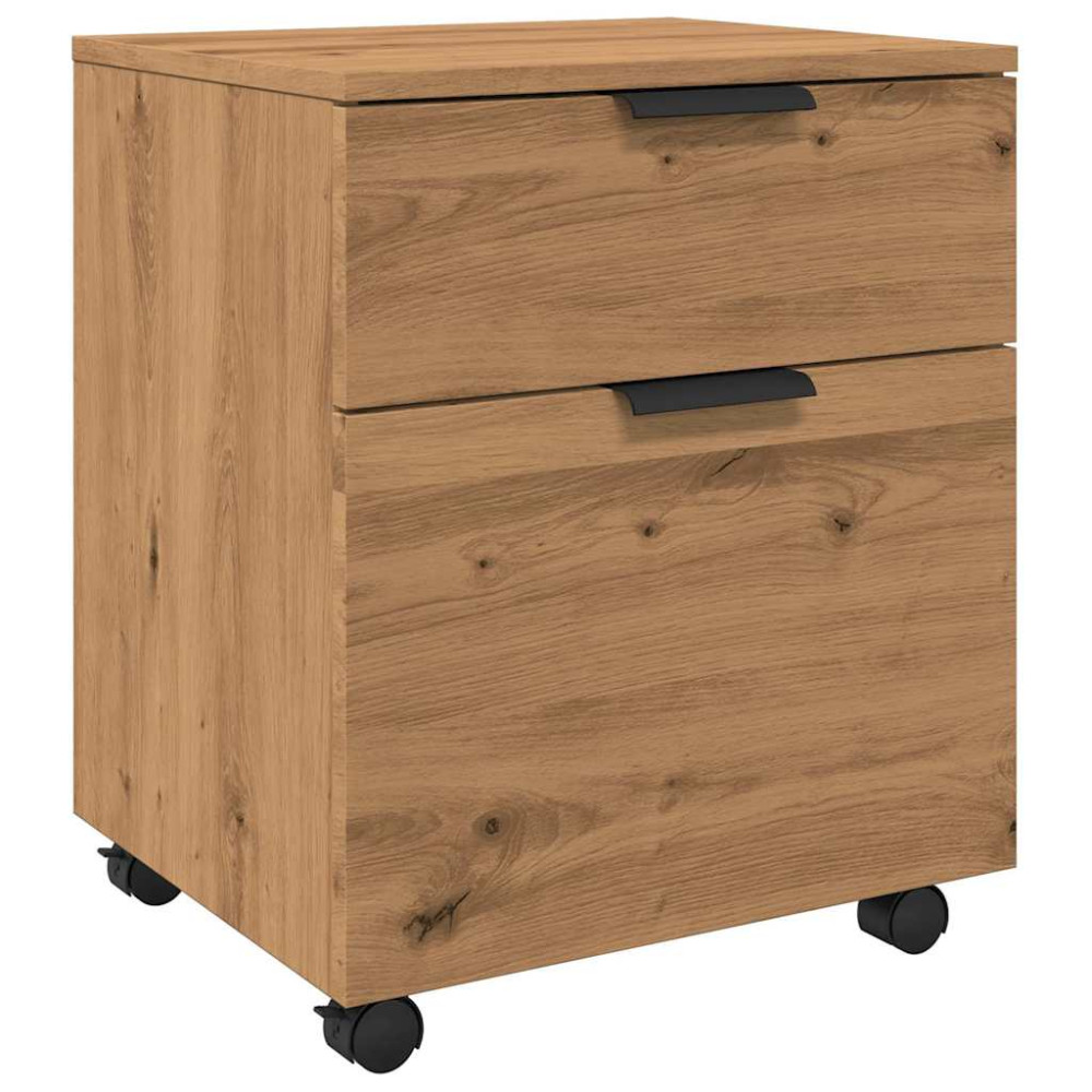 Produktbild för Arkivskåp med hjul hantverksmässig ek 45x38x54 cm