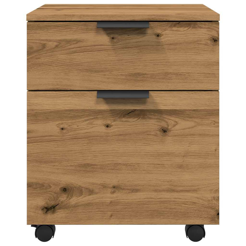 Produktbild för Arkivskåp med hjul hantverksmässig ek 45x38x54 cm