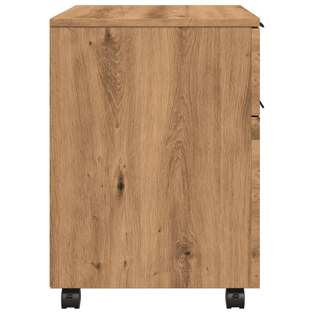 Produktbild för Arkivskåp med hjul hantverksmässig ek 45x38x54 cm