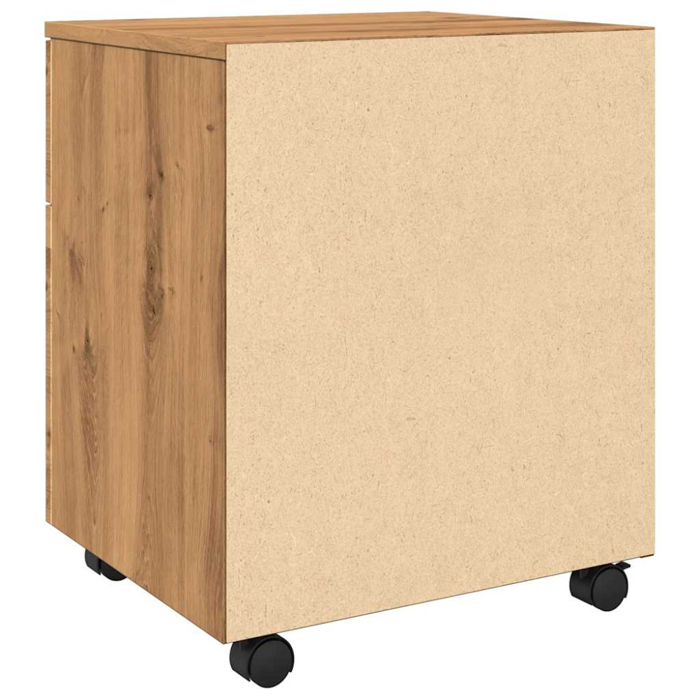 Produktbild för Arkivskåp med hjul hantverksmässig ek 45x38x54 cm