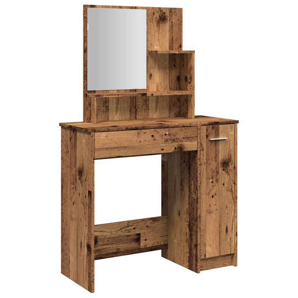 Produktbild för Sminkbord med spegel gammalt trä 86,5x35x136 cm