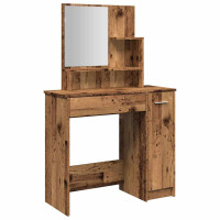 Produktbild för Sminkbord med spegel gammalt trä 86,5x35x136 cm