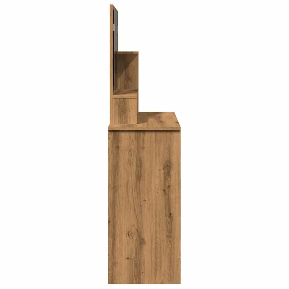 Produktbild för Sminkbord med spegel hantverksmässig ek 86,5x35x136 cm