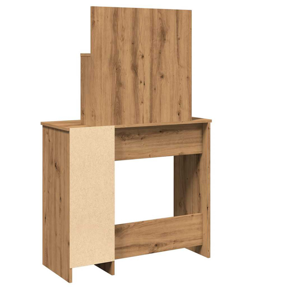 Produktbild för Sminkbord med spegel hantverksmässig ek 86,5x35x136 cm