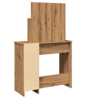 Produktbild för Sminkbord med spegel hantverksmässig ek 86,5x35x136 cm