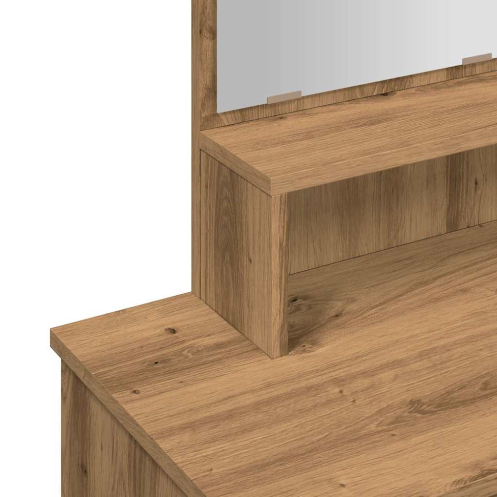 Produktbild för Sminkbord med spegel hantverksmässig ek 86,5x35x136 cm