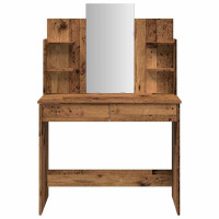 Produktbild för Sminkbord med spegel gammalt trä 96x39x142 cm