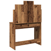Produktbild för Sminkbord med spegel gammalt trä 96x39x142 cm