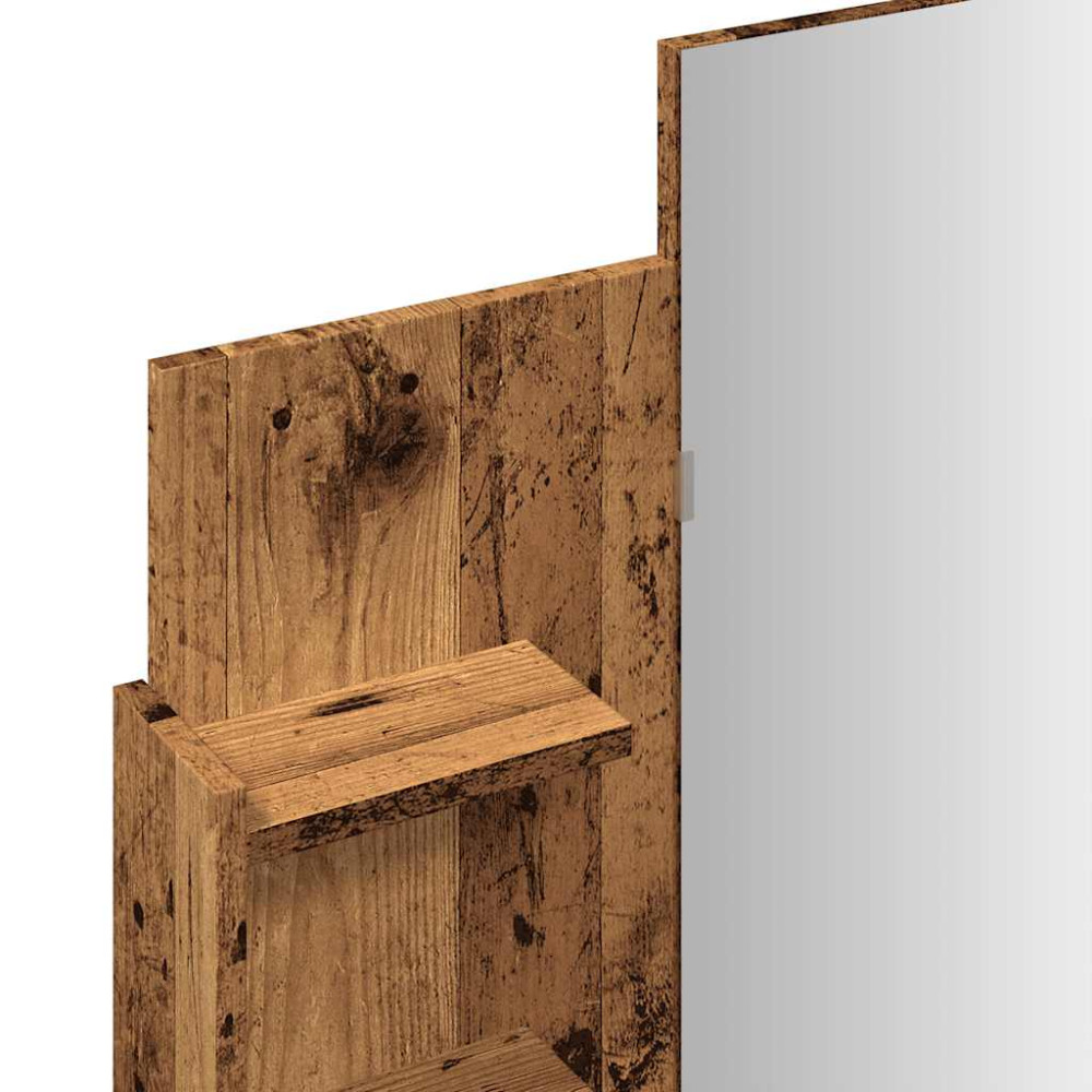Produktbild för Sminkbord med spegel gammalt trä 96x39x142 cm