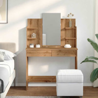 Produktbild för Sminkbord med spegel hantverksmässig ek 96x39x142 cm