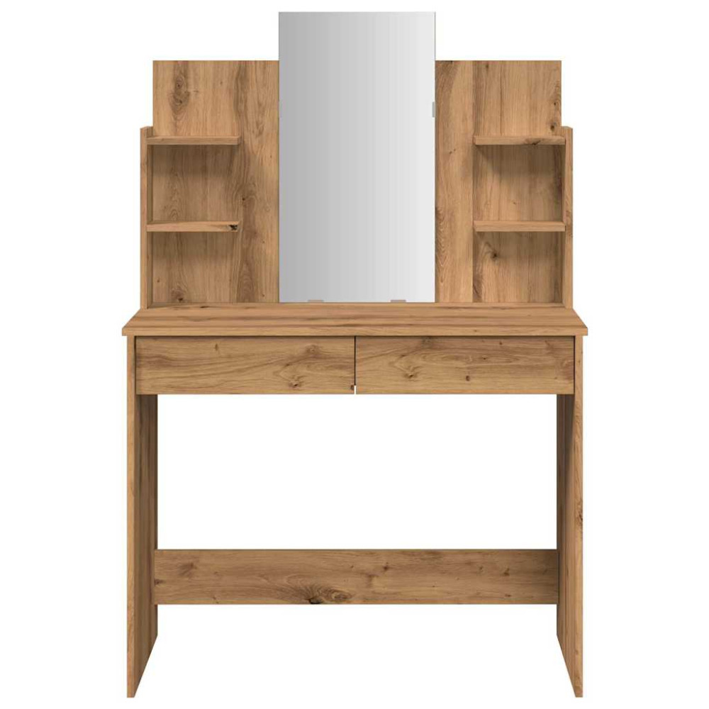 Produktbild för Sminkbord med spegel hantverksmässig ek 96x39x142 cm