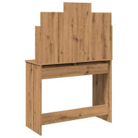Produktbild för Sminkbord med spegel hantverksmässig ek 96x39x142 cm