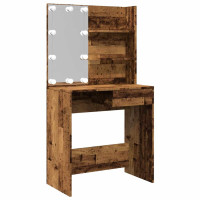 Produktbild för Sminkbord med LED gammalt trä 74,5x40x141 cm