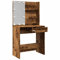 Produktbild för Sminkbord med LED gammalt trä 74,5x40x141 cm