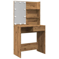 Produktbild för Sminkbord med LED Artisan Ek 74,5x40x141 cm