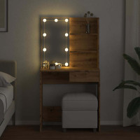 Produktbild för Sminkbord med LED Artisan Ek 74,5x40x141 cm