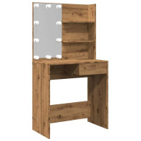 Produktbild för Sminkbord med LED Artisan Ek 74,5x40x141 cm