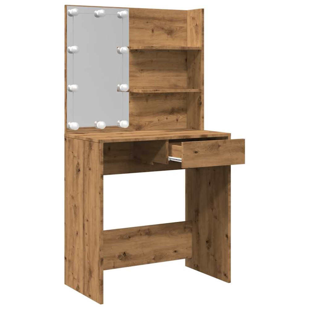 Produktbild för Sminkbord med LED Artisan Ek 74,5x40x141 cm