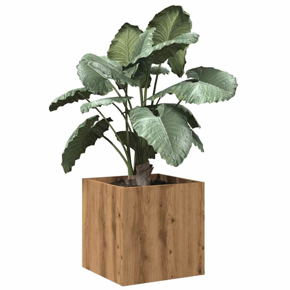 Produktbild för Planteringslåda hantverksmässig ek 40x40x40 cm konstruerat trä