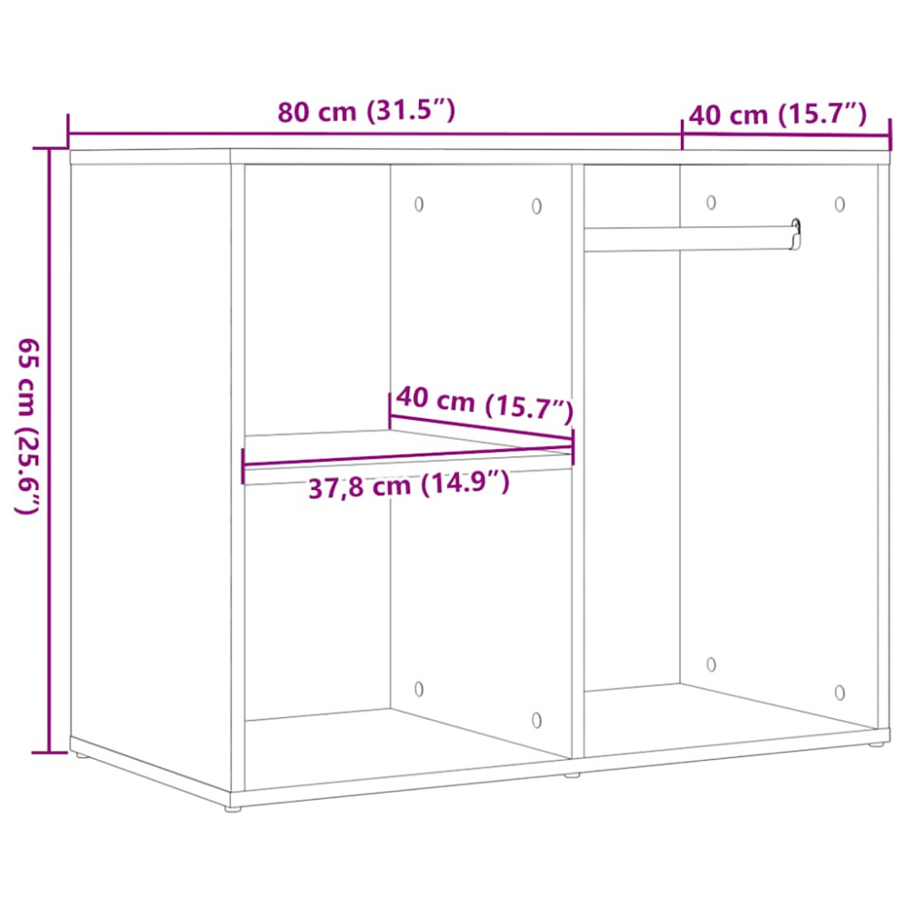 Produktbild för Toalettskåp hantverksmässig ek 80x40x65 cm konstruerat trä