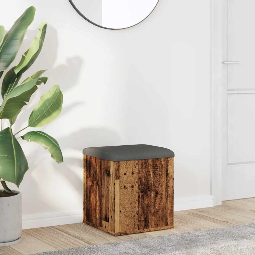 Produktbild för Förvaringsbänk gammalt trä 42x42x45 cm konstruerat trä