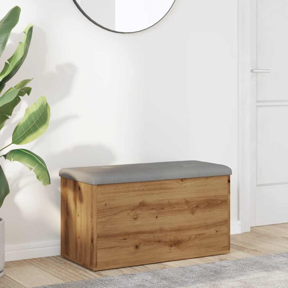 Produktbild för Förvaringsbänk hantverksmässig ek 82x42x45 cm konstruerat trä