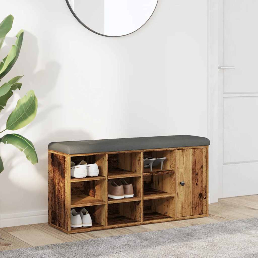 Produktbild för Skobänk gammalt trä 102x32x50 cm konstruerat trä