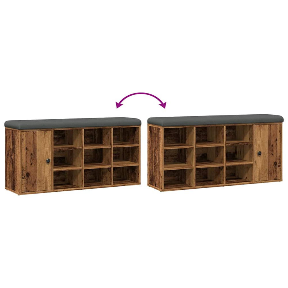Produktbild för Skobänk gammalt trä 102x32x50 cm konstruerat trä