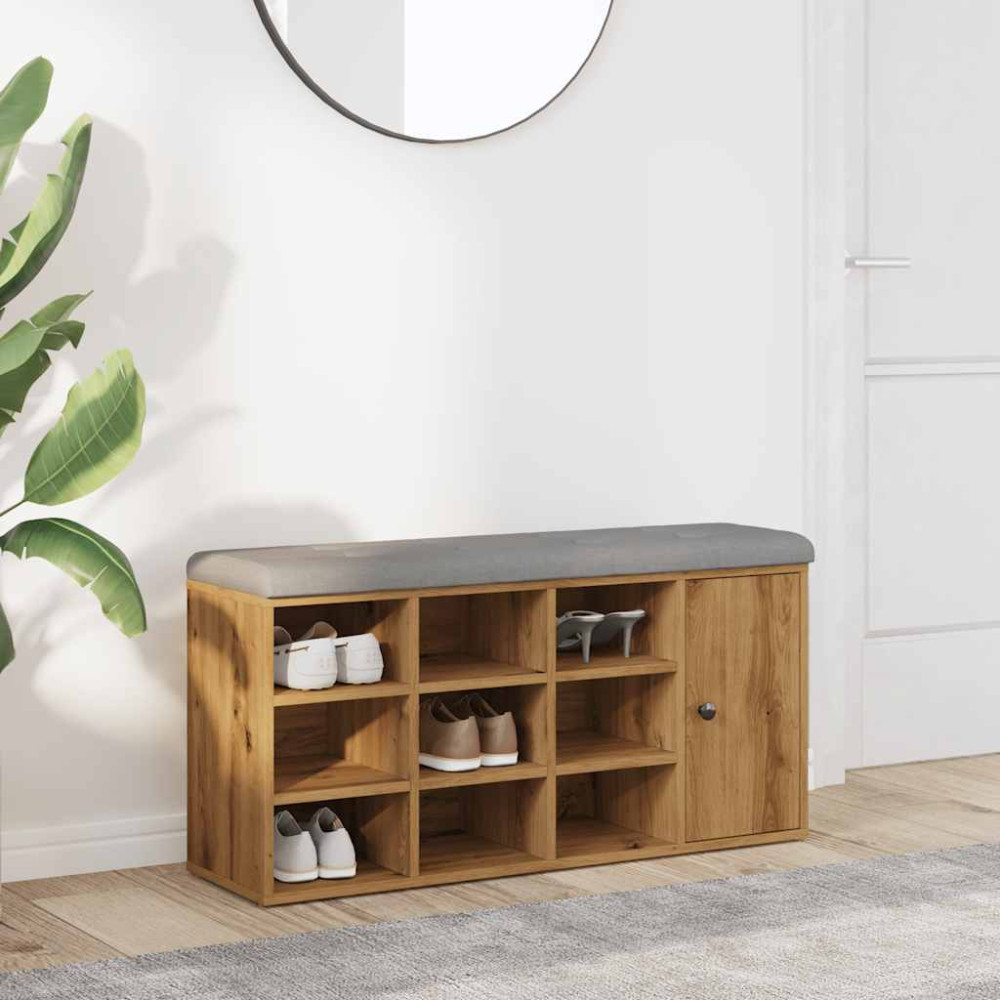 Produktbild för Skobänk hantverksmässig ek 102x32x50 cm konstruerat trä