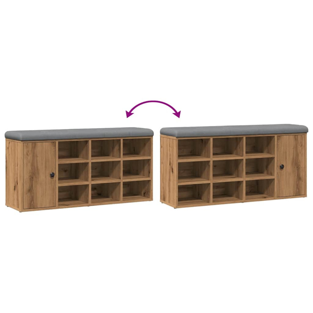 Produktbild för Skobänk hantverksmässig ek 102x32x50 cm konstruerat trä