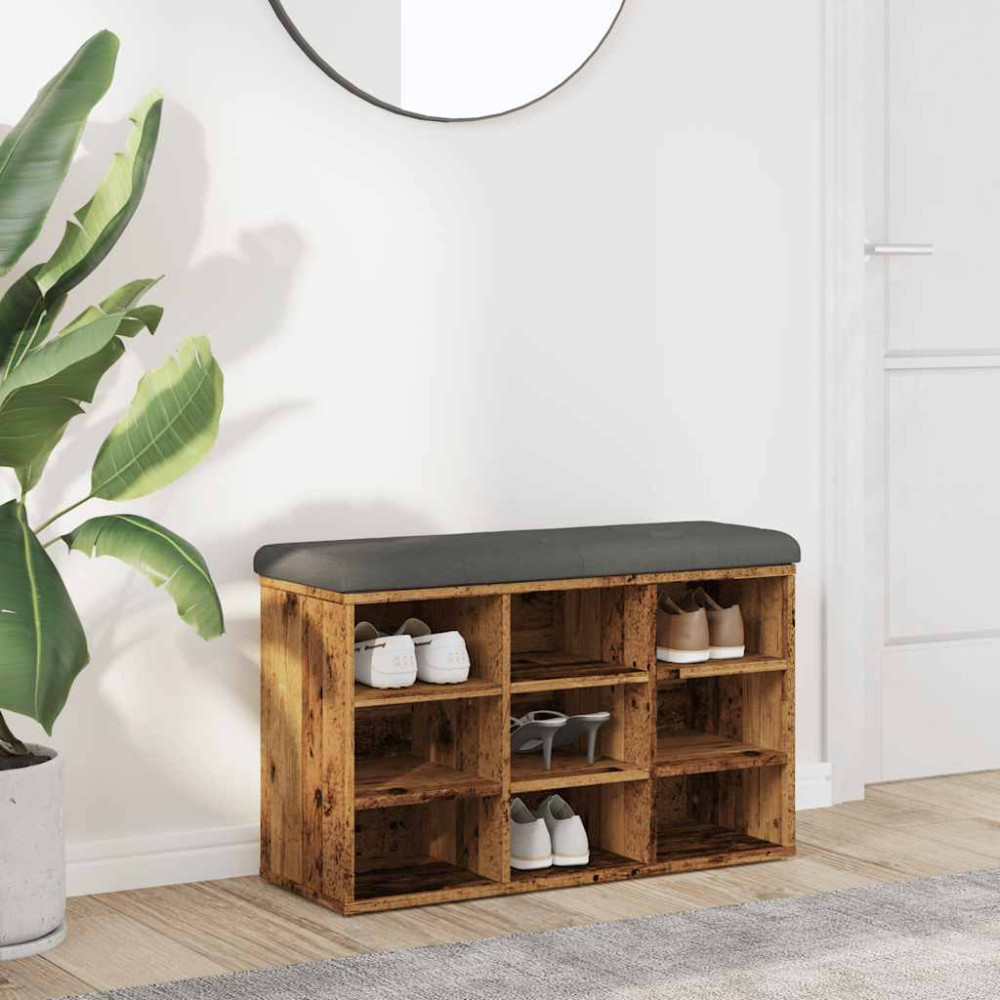 Produktbild för Skobänk gammalt trä 82x32x50 cm konstruerat trä